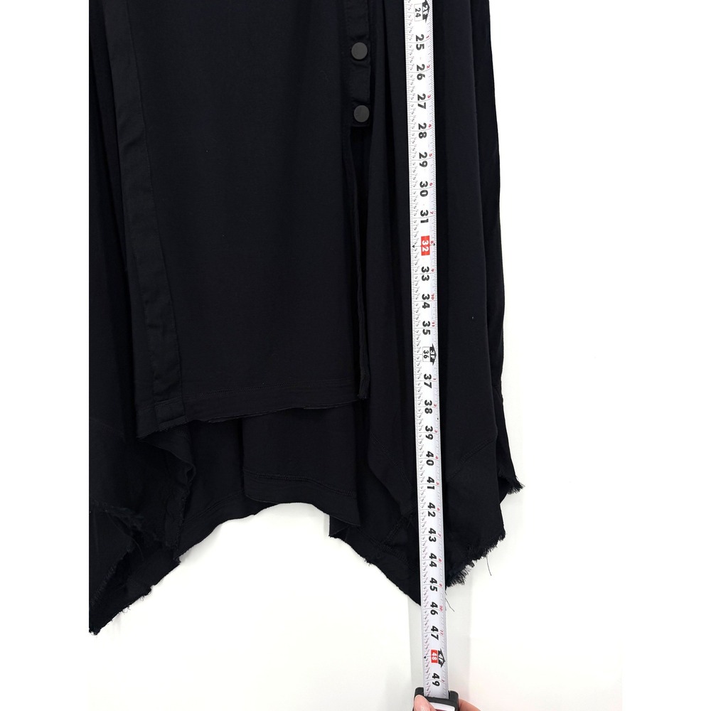 Free People Kismet Black Asymmetrical Button Mini Dress Raw Hem XS OB1412981 - Picture 12 of 12